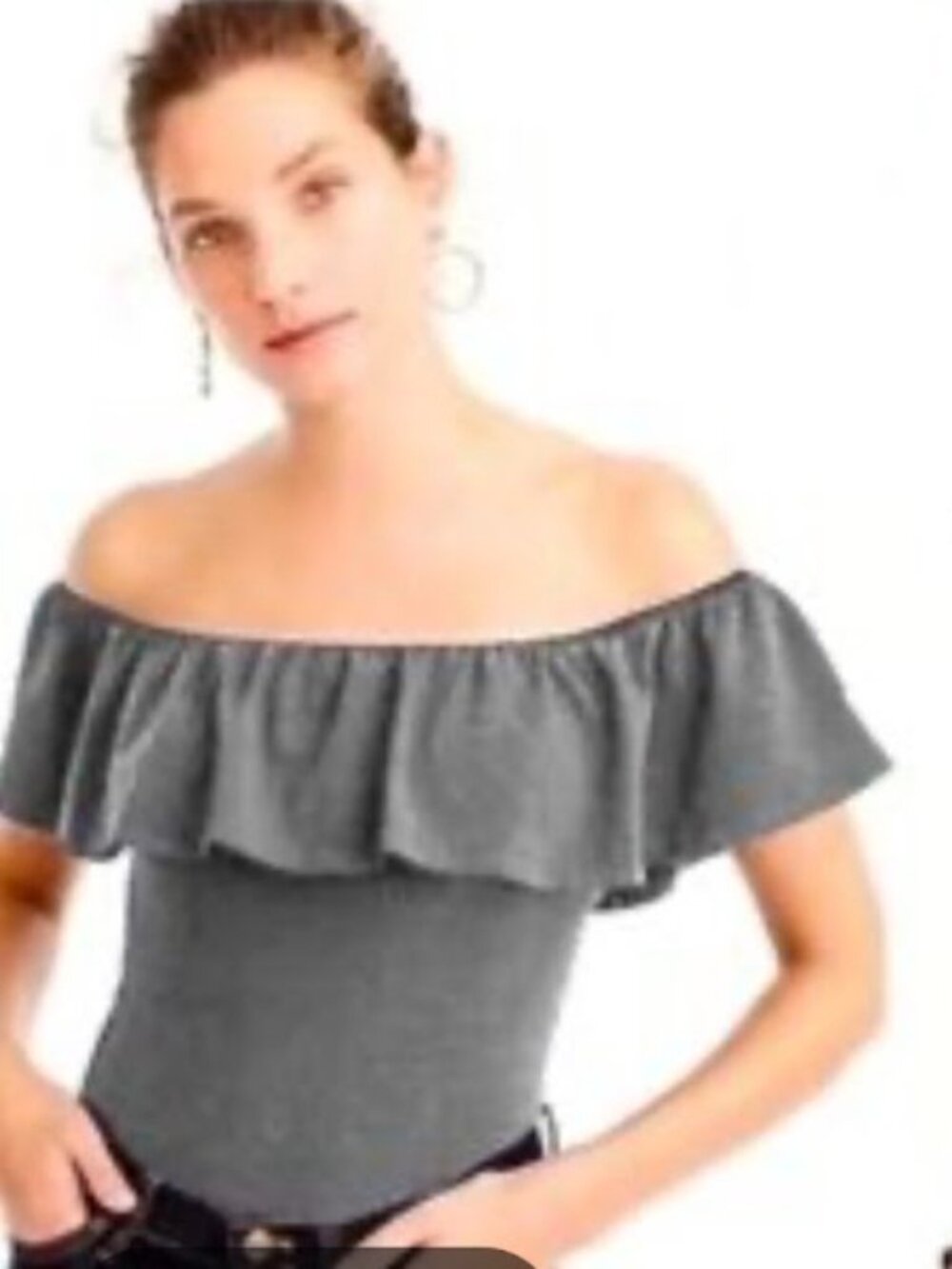 J. Crew Ruffle Top Gray Bodysuit - Size Small - NWOT